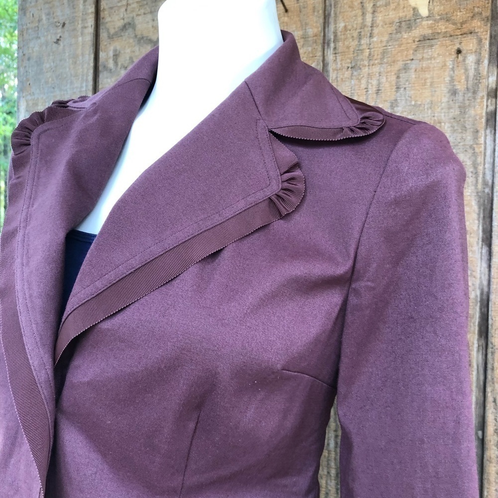 J jill ruffled lapel cropped blazer 0 petite - Picture 5 of 13